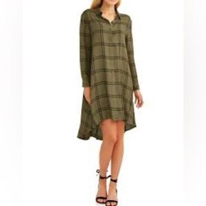 Time and Tru Long Plaid Green Dress Women’s Size 8-10